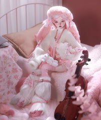 1/4 BJD Doll – Soft Pink Bunny Ear Hat Outfit | Cute Ball Jointed Doll