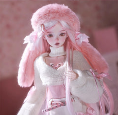 1/4 BJD Doll – Soft Pink Bunny Ear Hat Outfit | Cute Ball Jointed Doll
